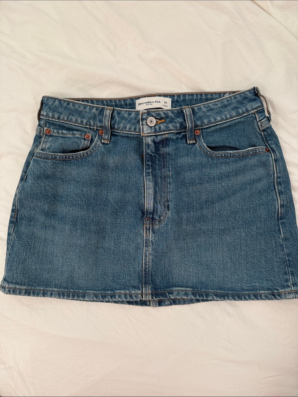 Abercrombie & Fitch Medium Curve Love Blue Denim Mini Skirt
